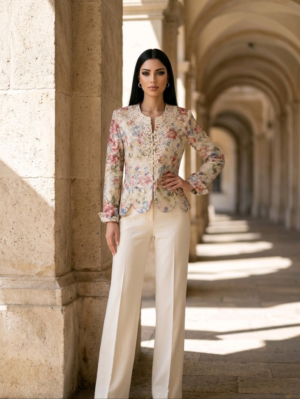Nah Nah Collection -  Floral Lace-Trim Blazer